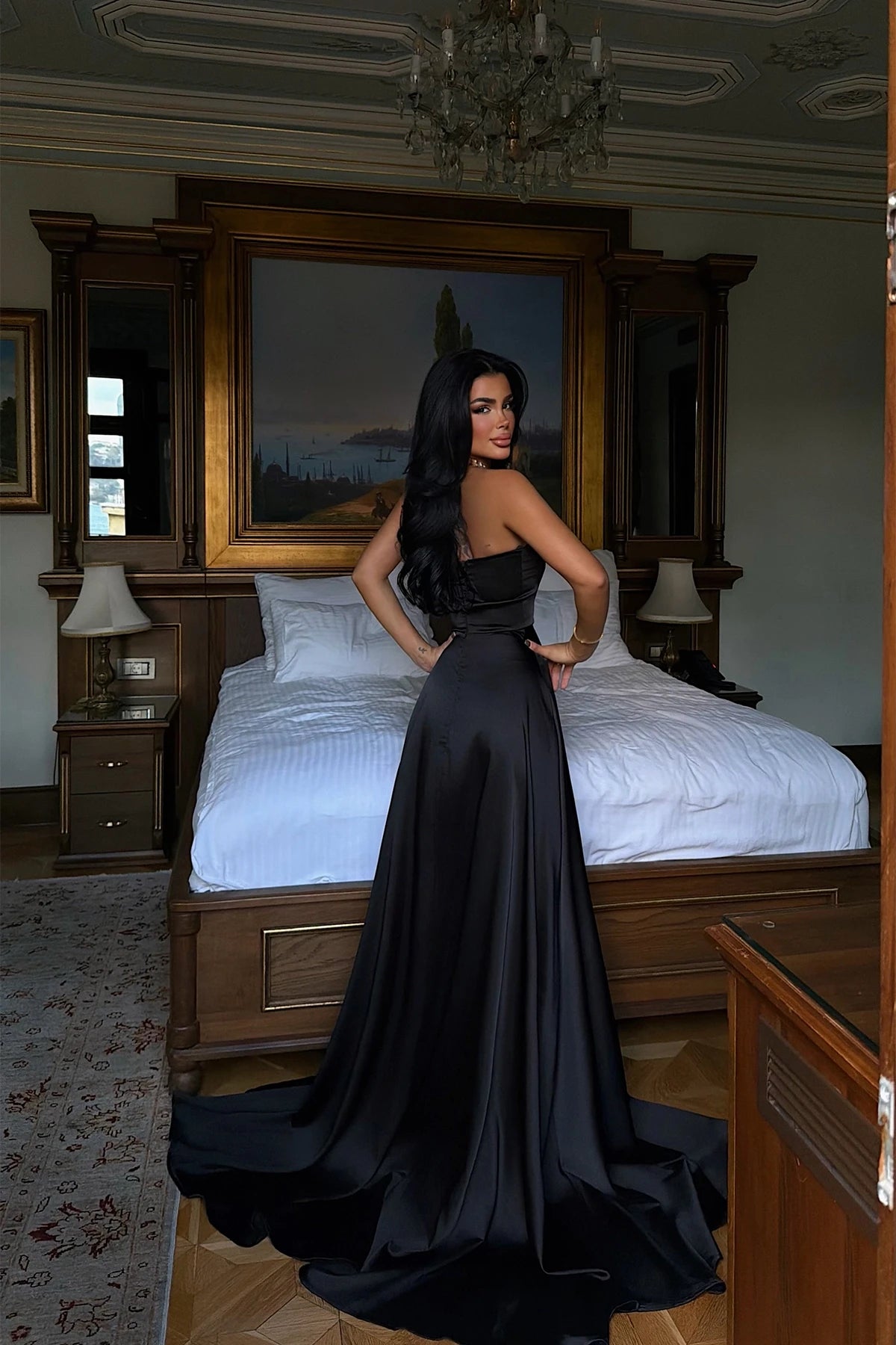 Black Roseline Evening Dress