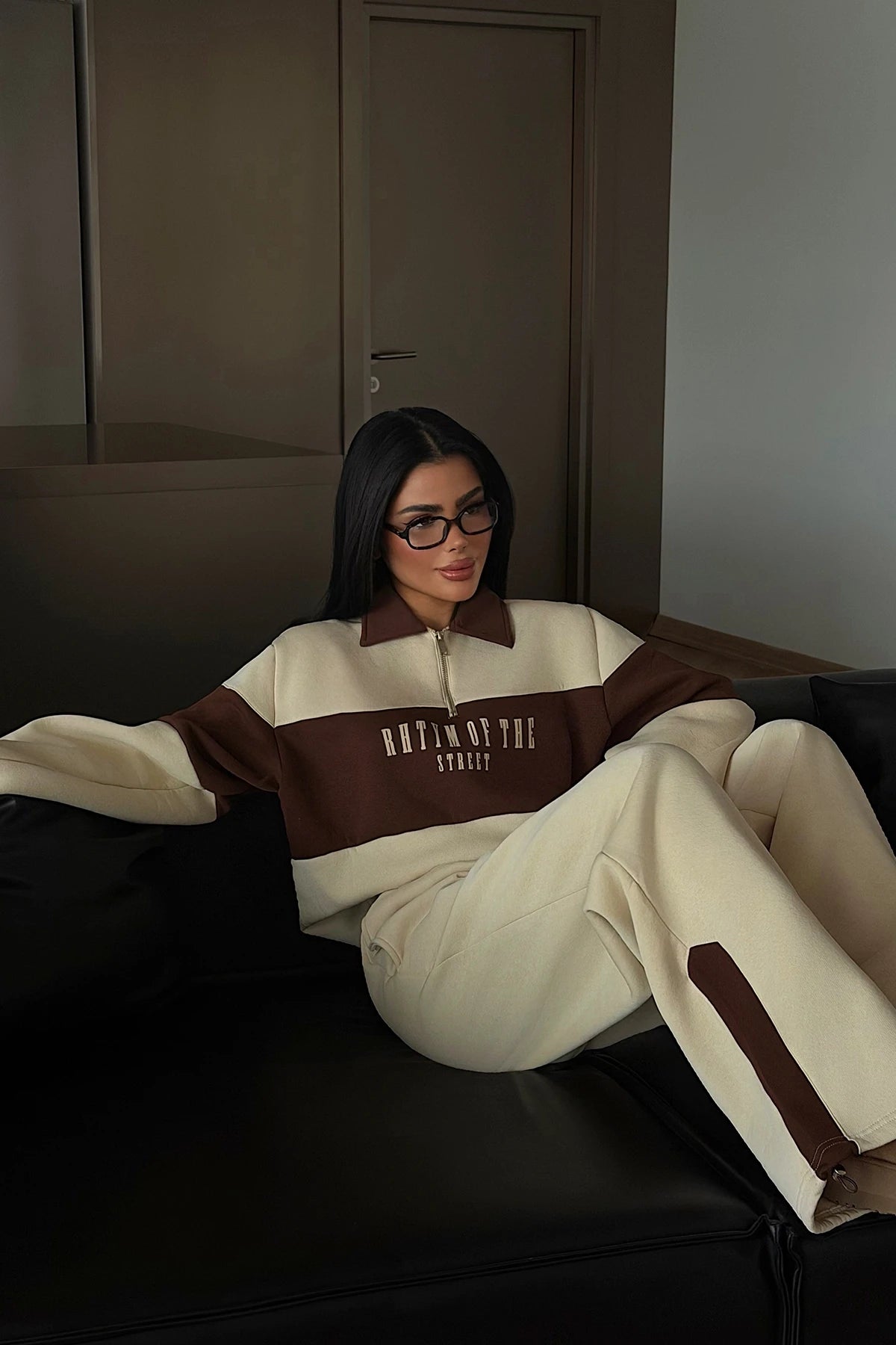 Cream Collar Detail Tracksuit