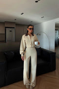 Cream Collar Detail Jumpsuit