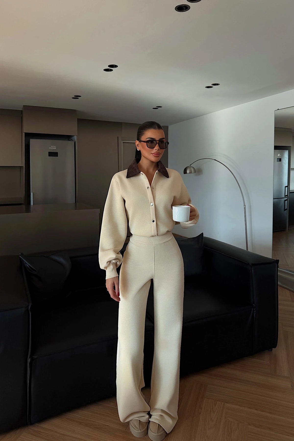 Cream Collar Detail Jumpsuit