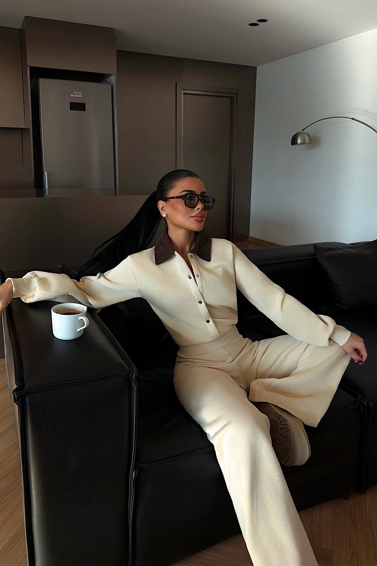 Cream Collar Detail Jumpsuit