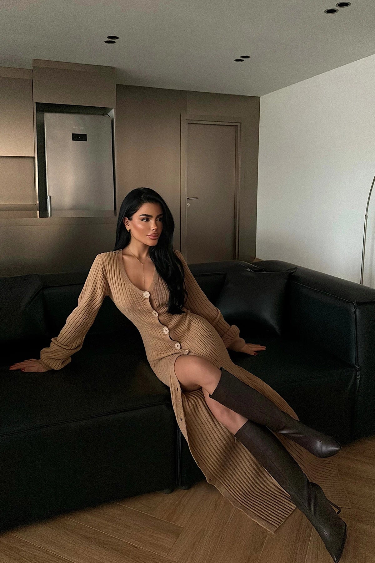 Tan Ophelie Knit Dress
