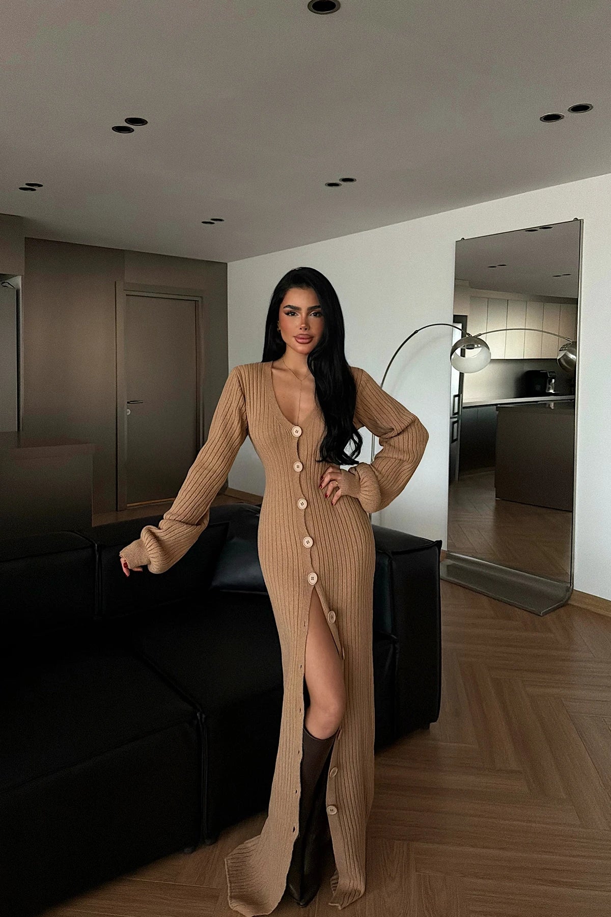 Tan Ophelie Knit Dress