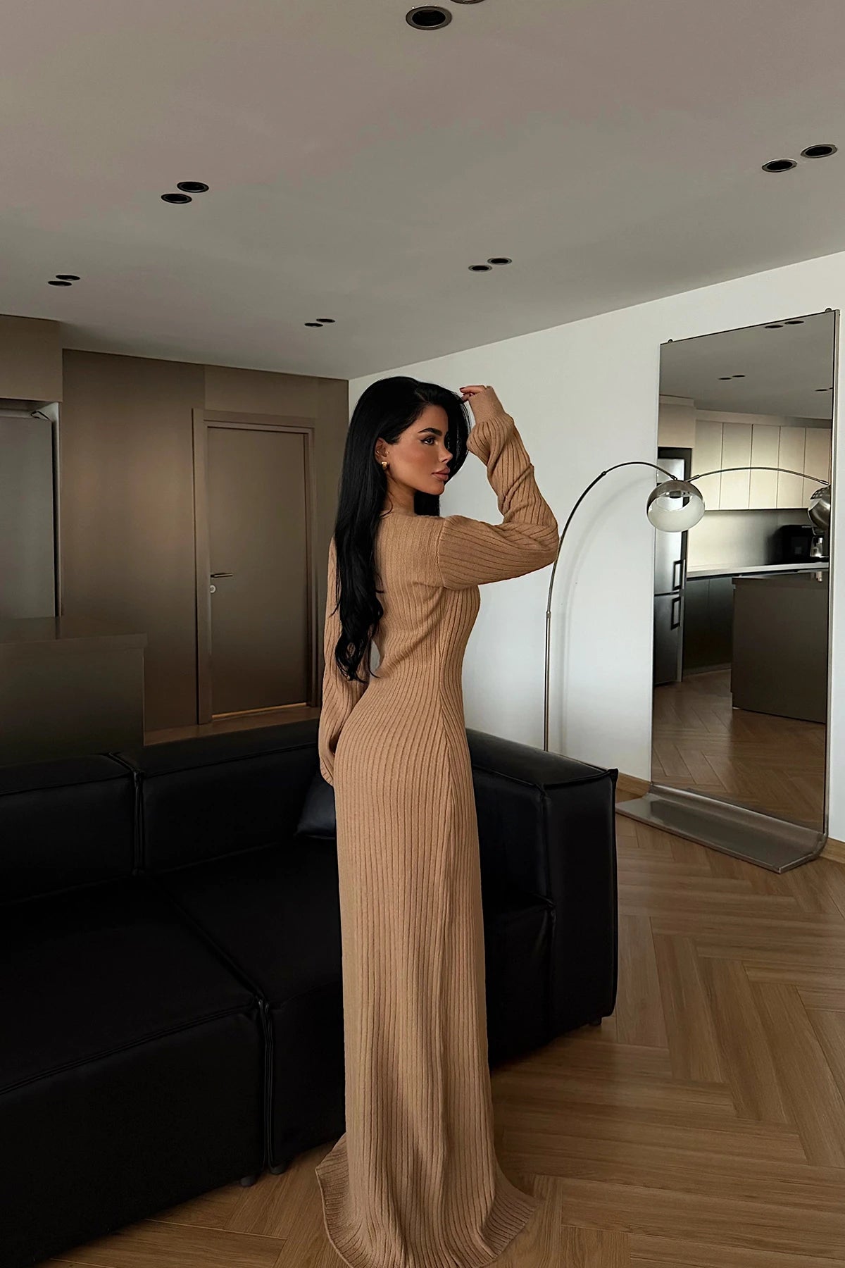 Tan Ophelie Knit Dress