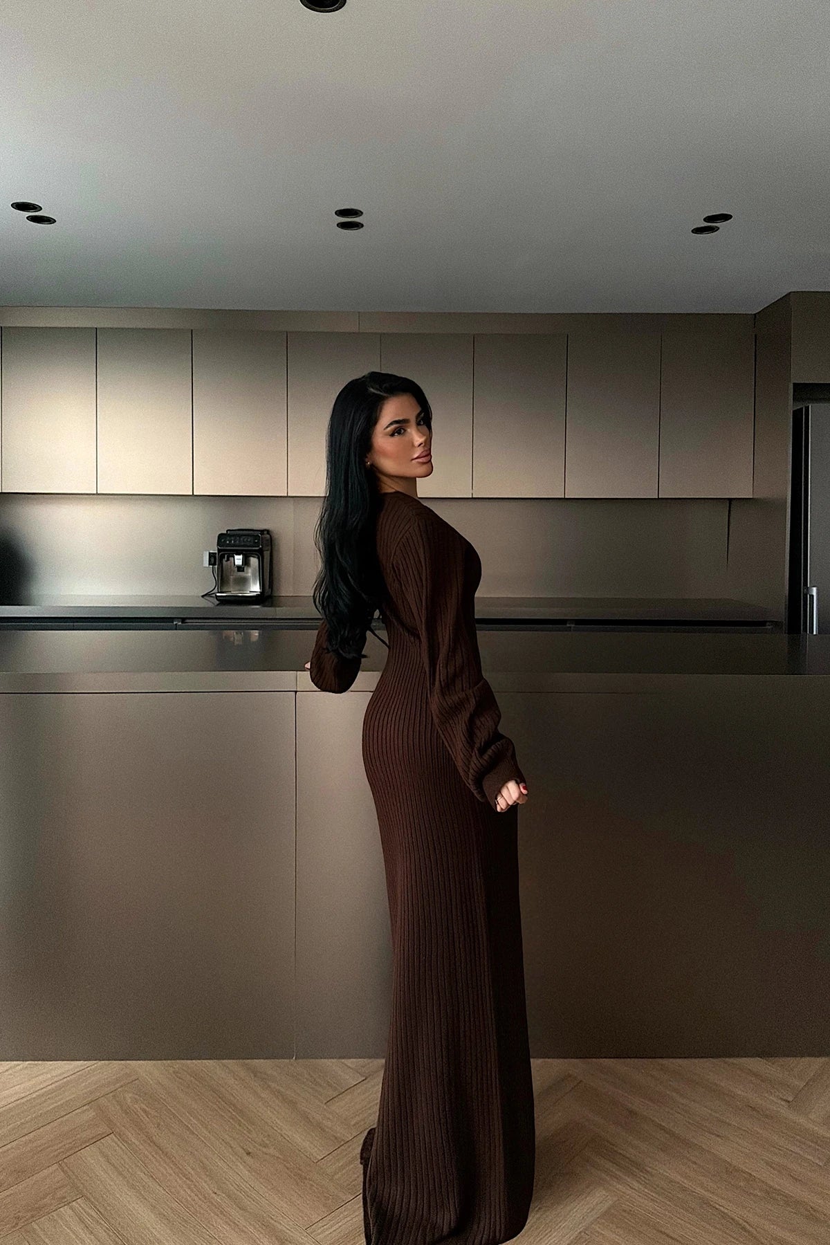 Dark Brown Ophelie Knit Dress